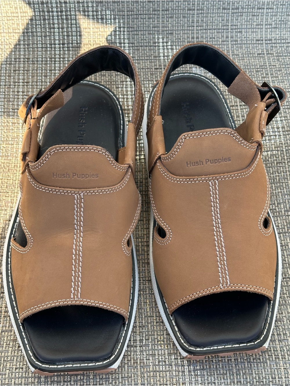 Hush Puppies Men’s Brown Leather Open-Toe Sandals